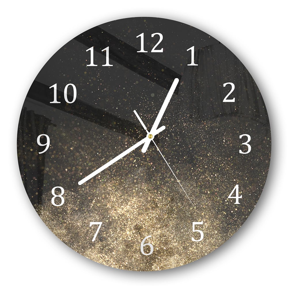 Wanduhr Rund - Goldenes Glitzerpulver