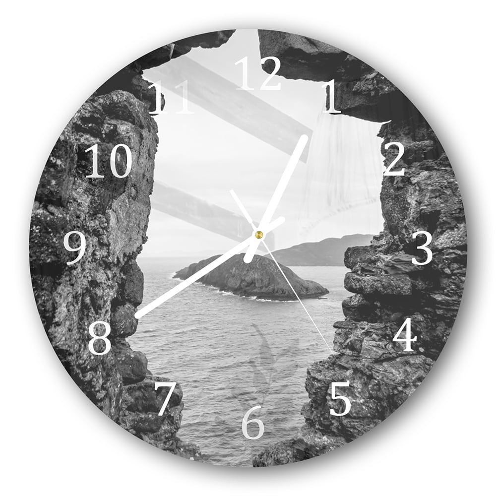 Wanduhr Rund - Meerblick von den Felsen