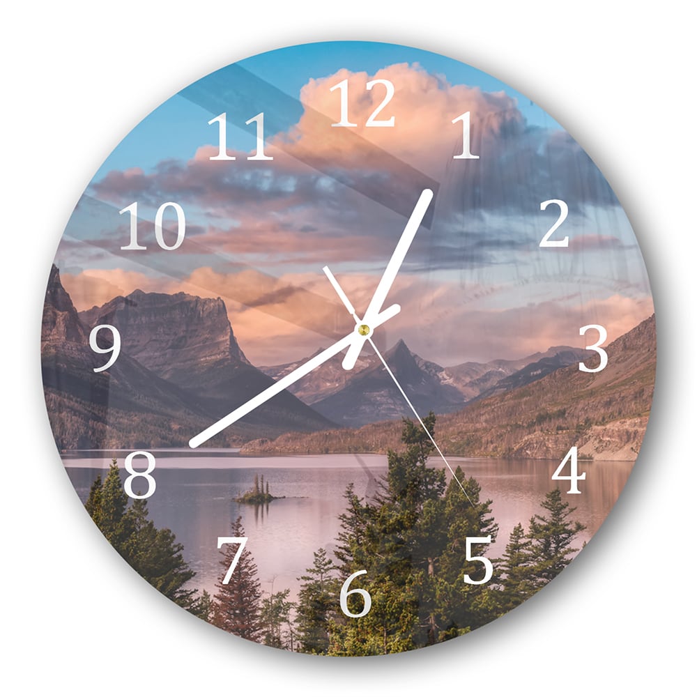 Wanduhr Rund - See in den Rocky Mountains