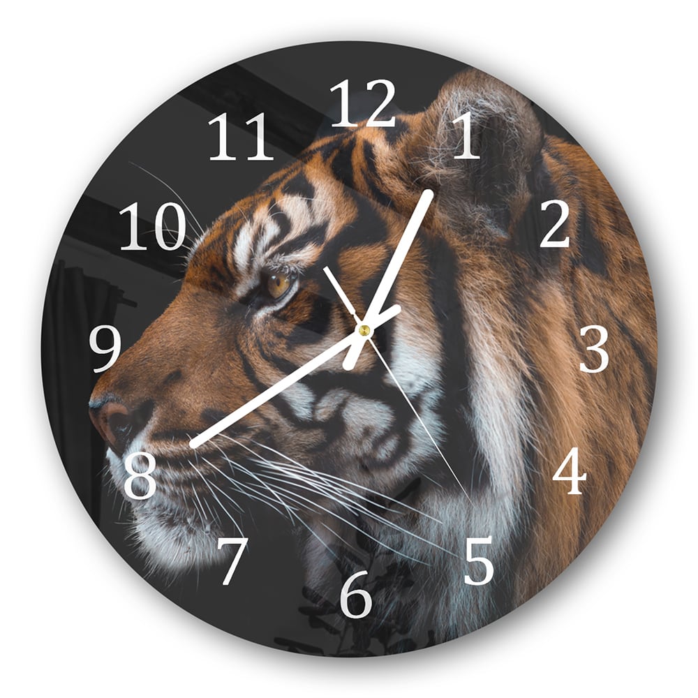 Wanduhr Rund - Tiger-Seitenporträt