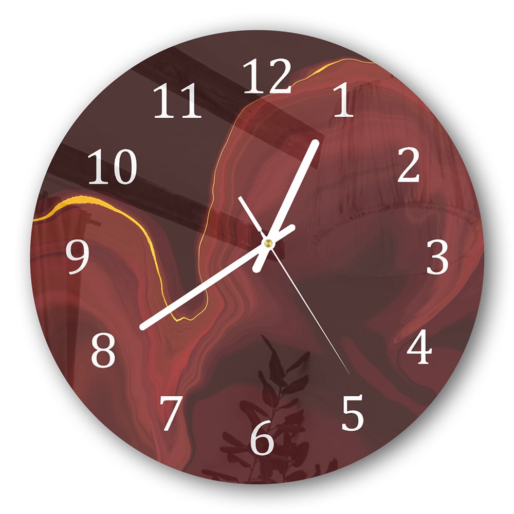Wanduhr Rund - Luxuriöser roter Marmor