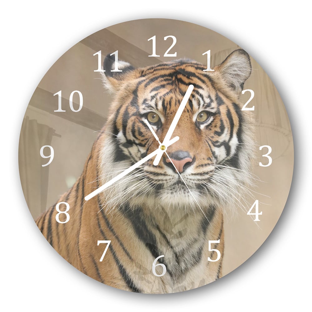 Wanduhr Rund - Tiger im Dschungel