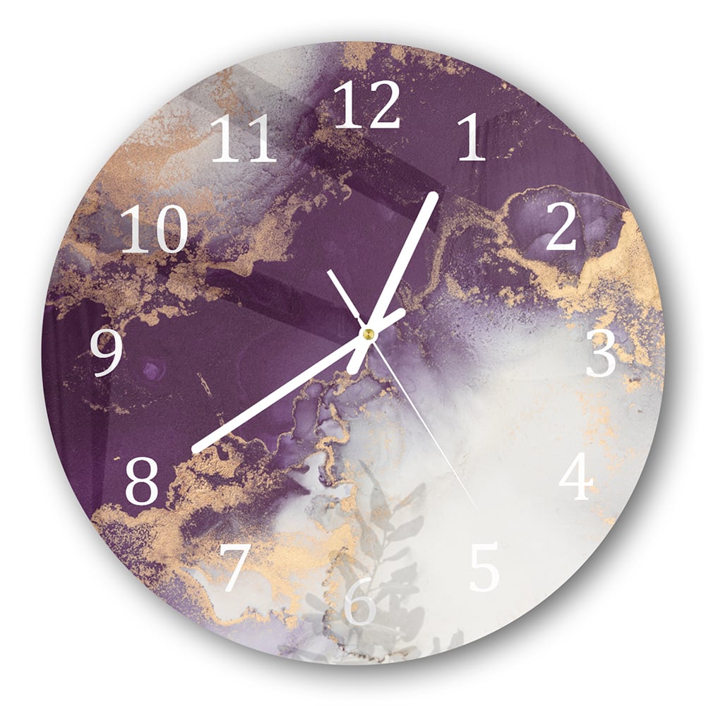 Wanduhr Rund - Luxuriöser Rot-Gold-Marmor