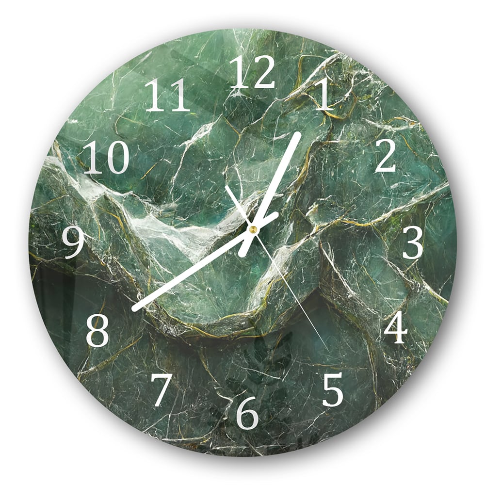 Wanduhr Rund - Luxuriöser grüner Marmor