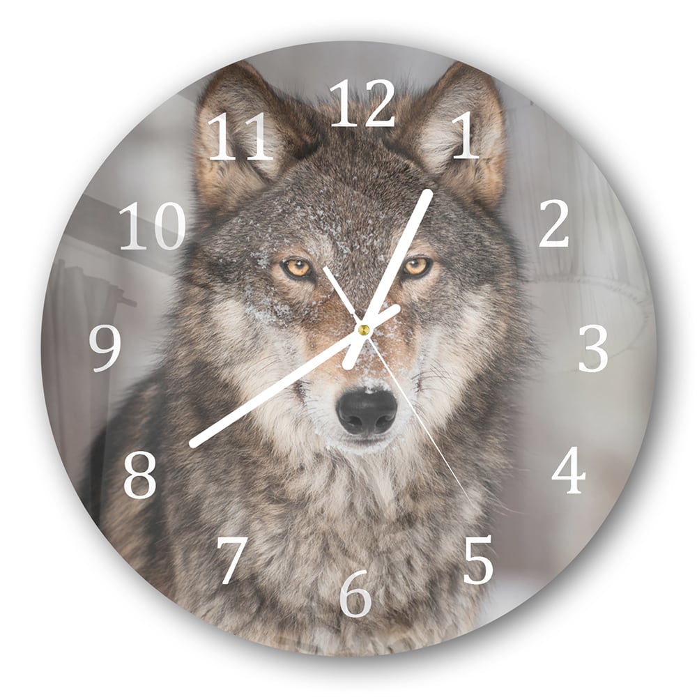Wanduhr Rund - Grauer Wolf