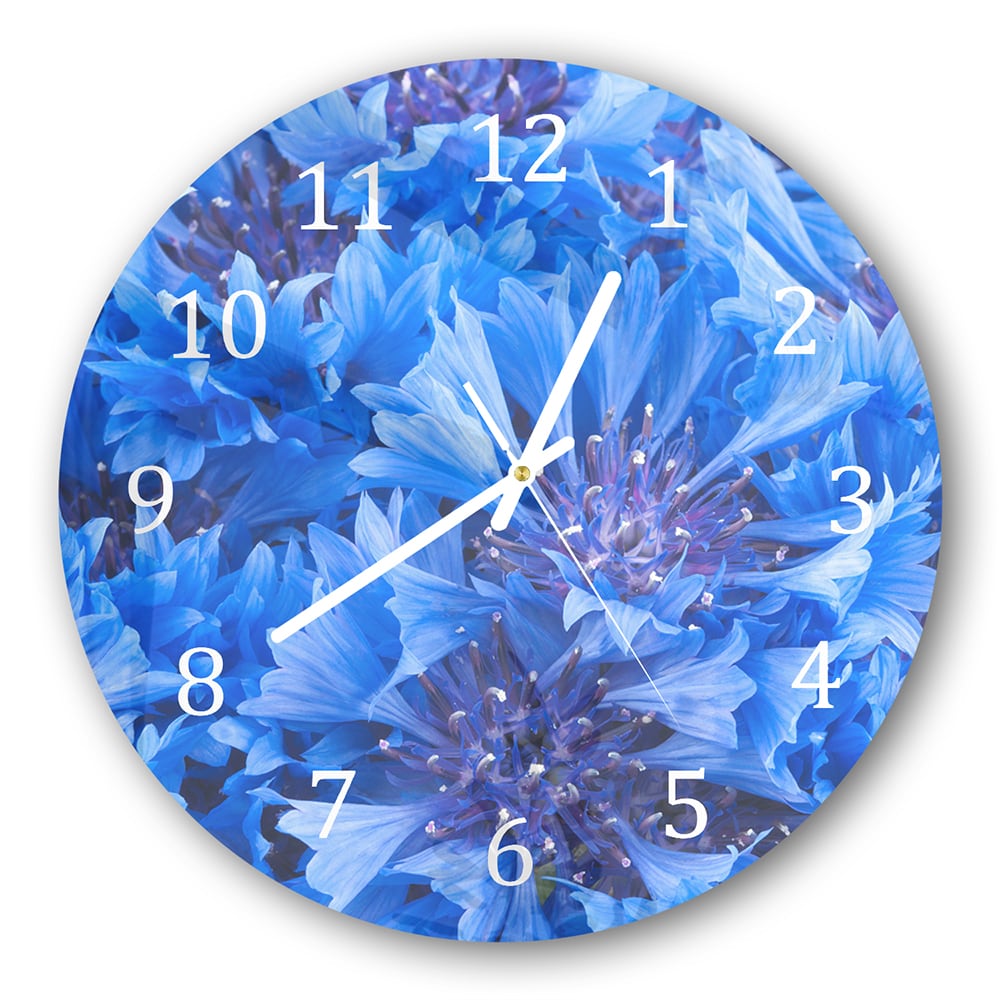 Wanduhr Rund - Blaue Kornblume