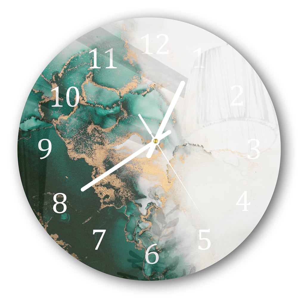 Wanduhr Rund - Luxuriöser Grün-Marmor