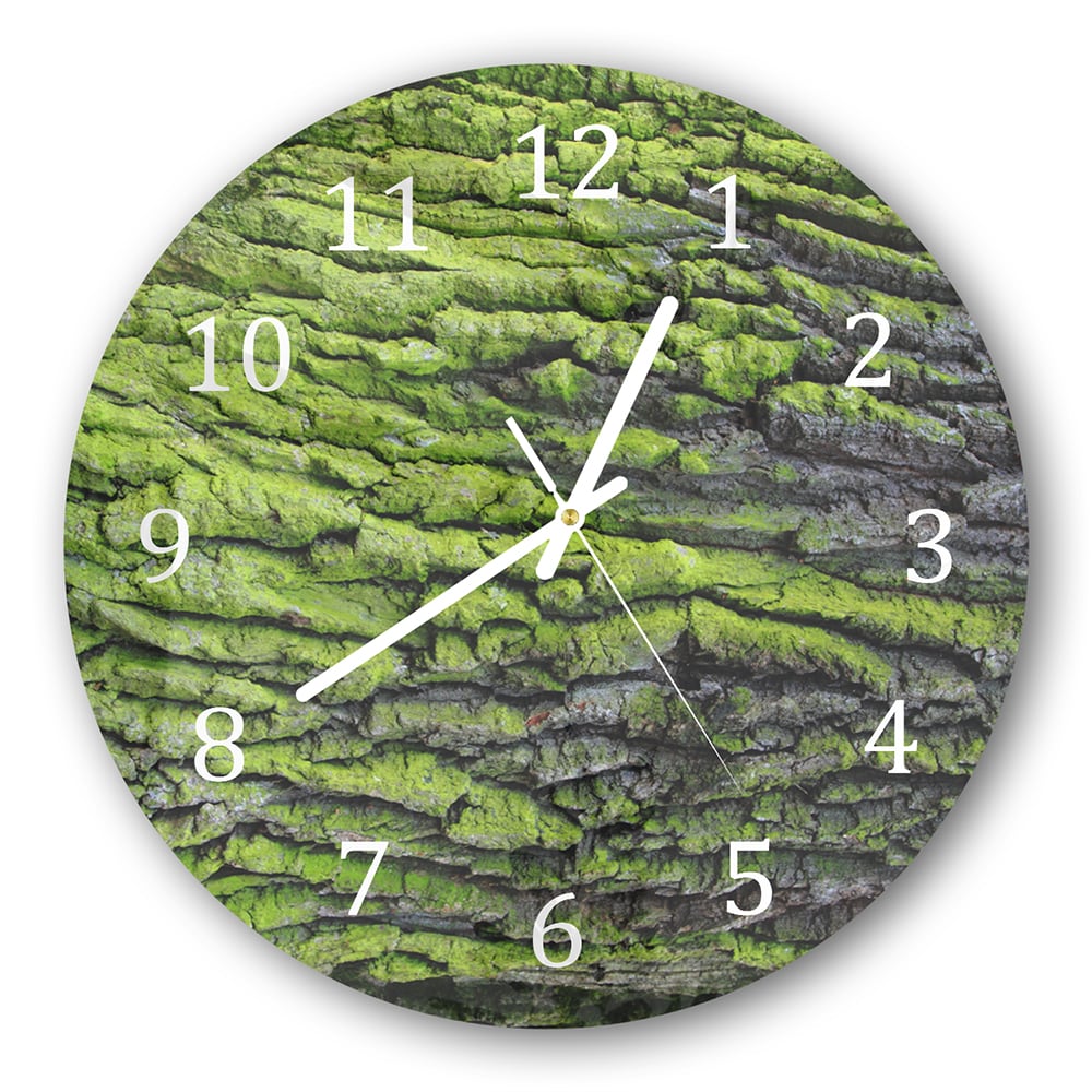 Wanduhr Rund - Grüne Rinden-Textur
