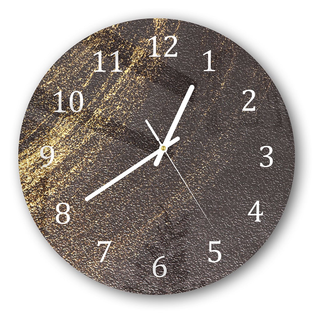 Wanduhr Rund - Goldener Glitzerschwung