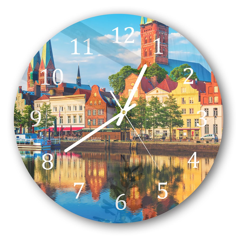 Wanduhr Rund - Lübeck am Wasser