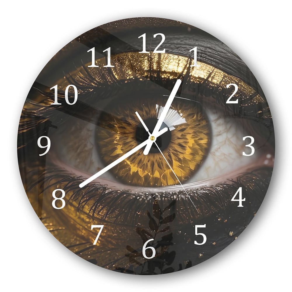 Wanduhr Rund - Schwarz und goldenes Auge