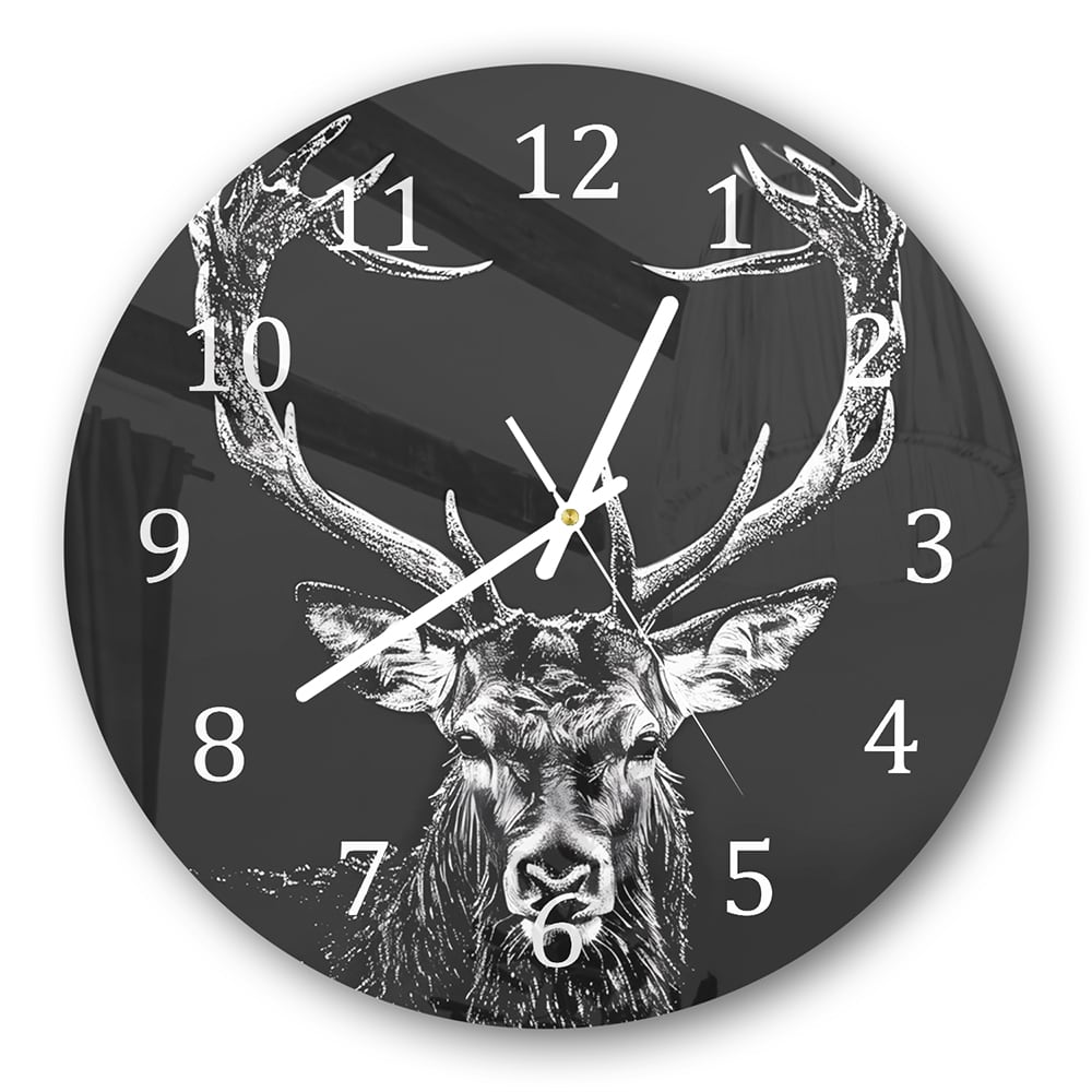 Wanduhr Rund - Illustriertes Reh