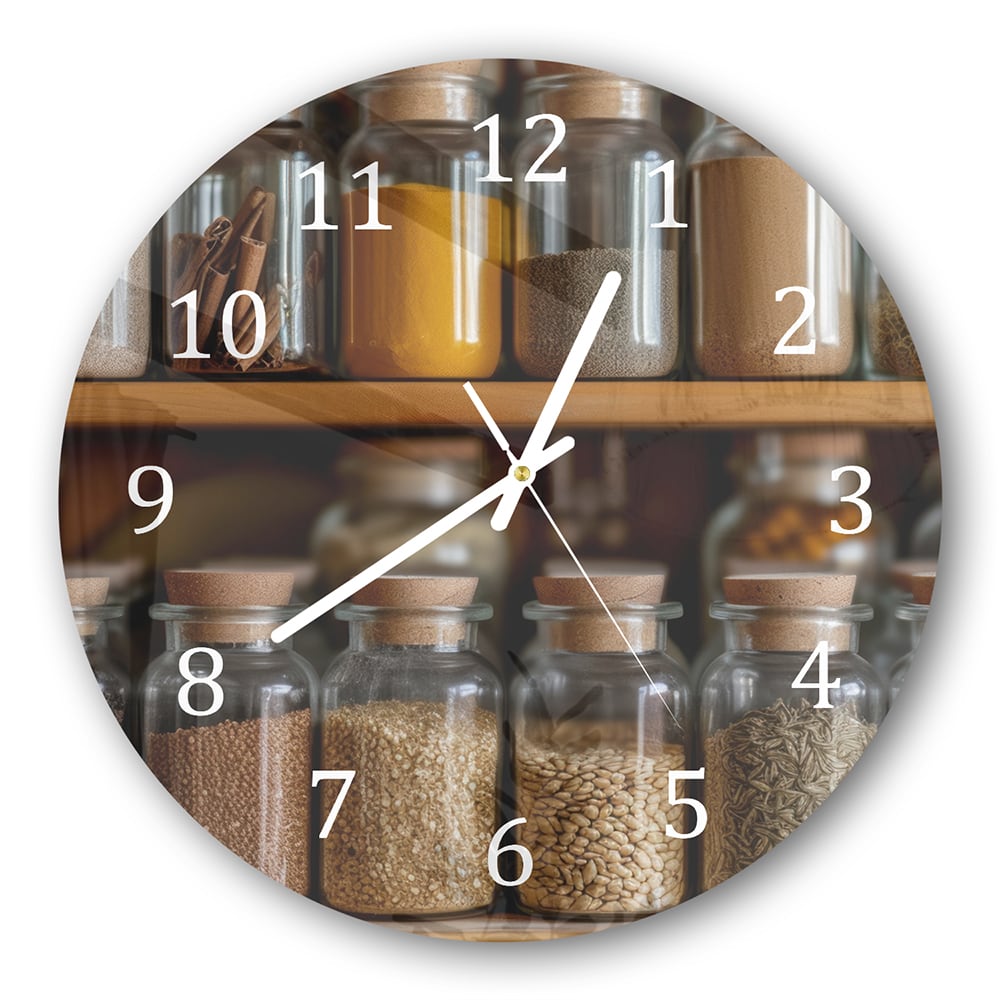 Wanduhr Rund - Kräuter & Gewürze in Gläsern