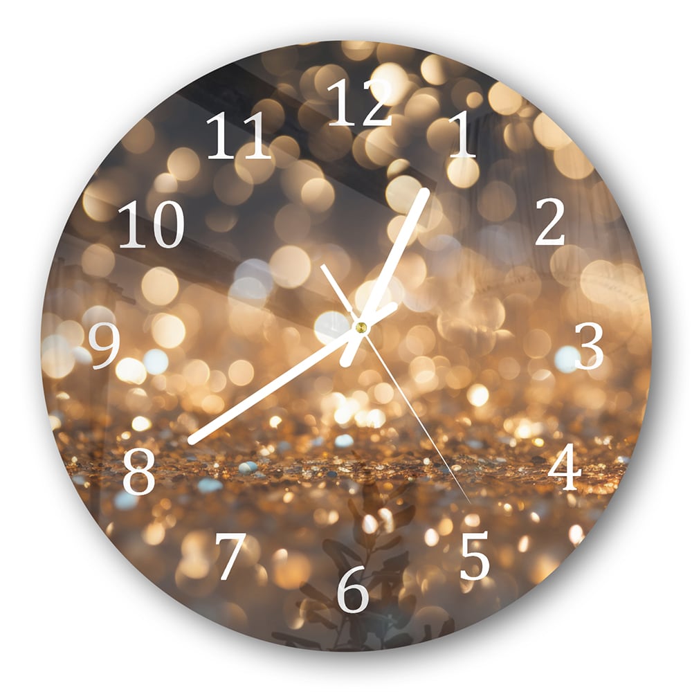 Wanduhr Rund - Goldene Glitzer