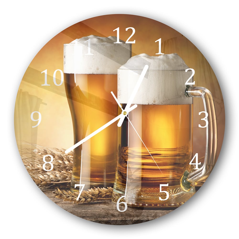 Wanduhr Rund - Bier und Gerste