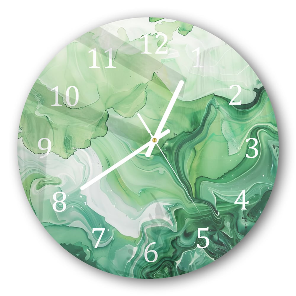 Wanduhr Rund - Grüne Aquarell-Textur