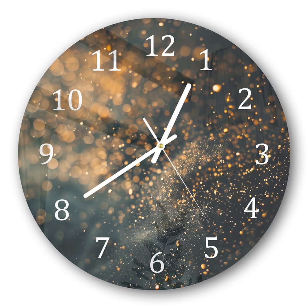 Wanduhr Rund - Goldener Glanz in dunklem Nebel