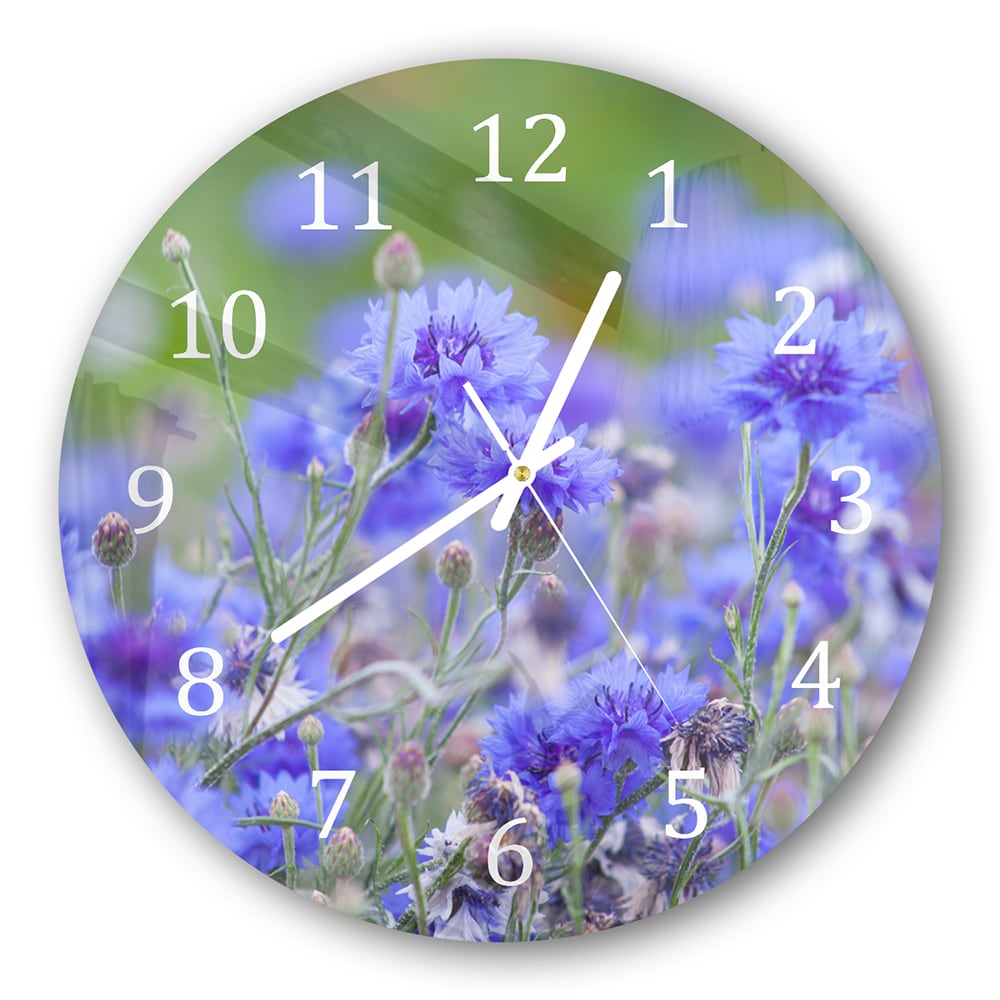 Wanduhr Rund - Kornblumen in Blüte