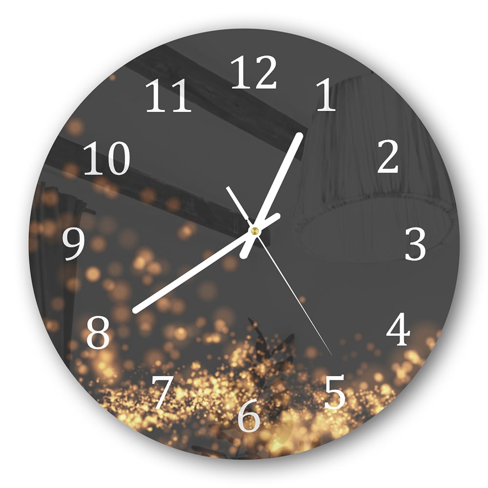 Wanduhr Rund - Goldener wellenförmiger Glitzerhintergrund