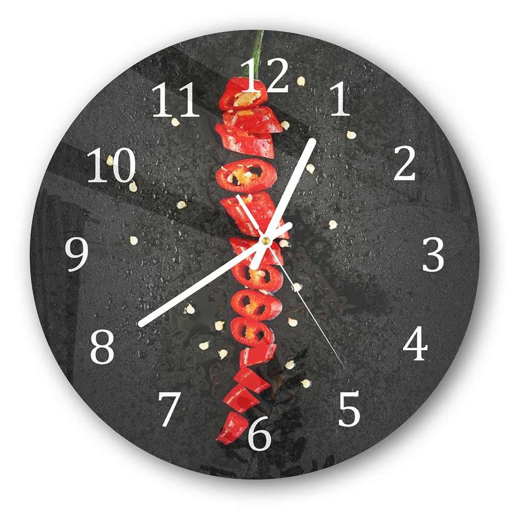 Wanduhr Rund - Geschnittene Paprika