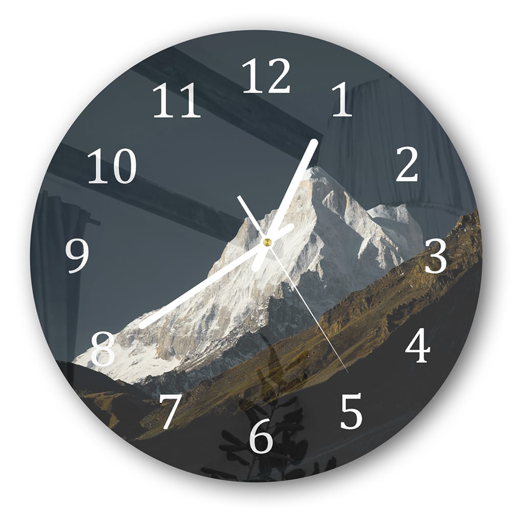 Wanduhr Rund - Schneebedeckte Bergspitze