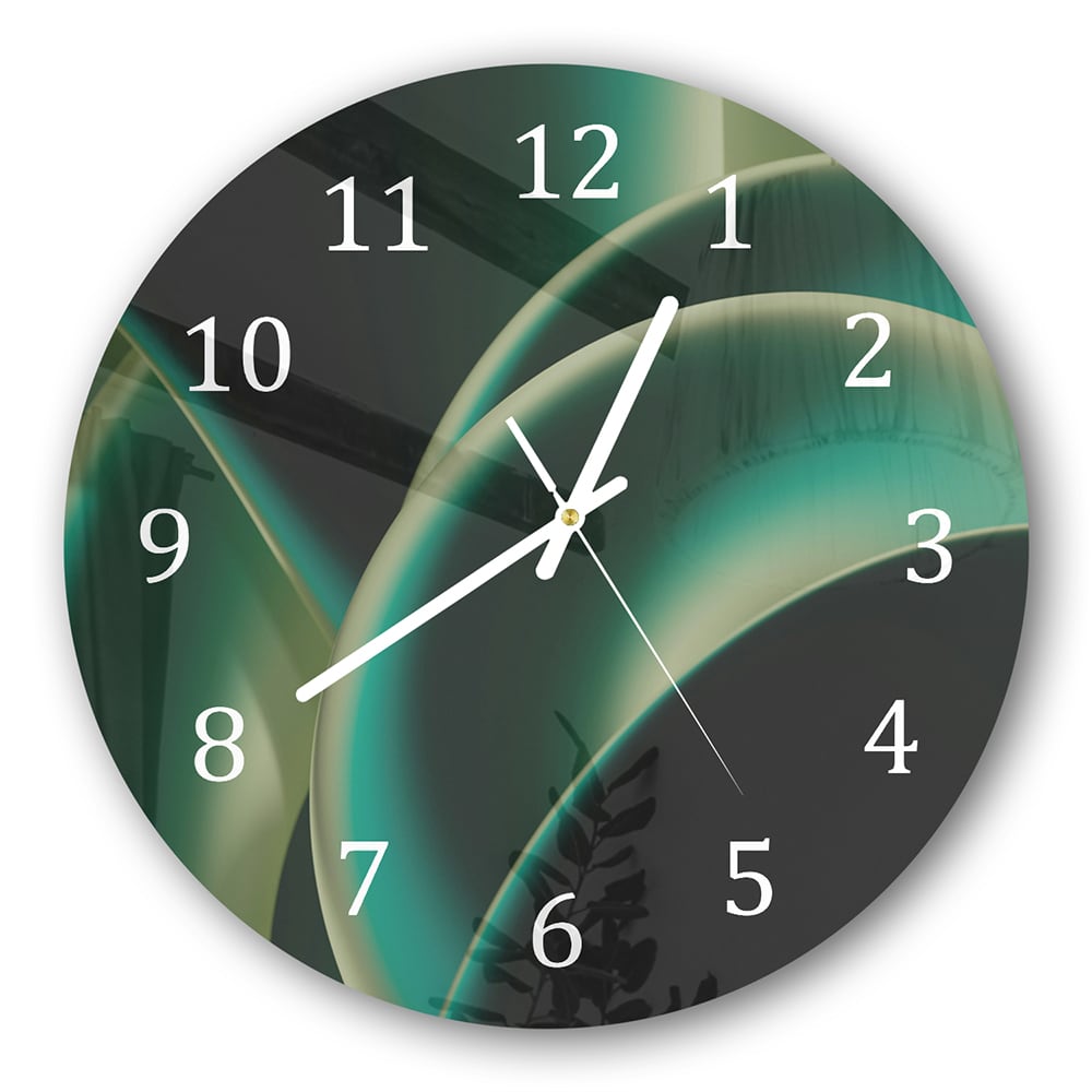 Wanduhr Rund - Grüne Kurven