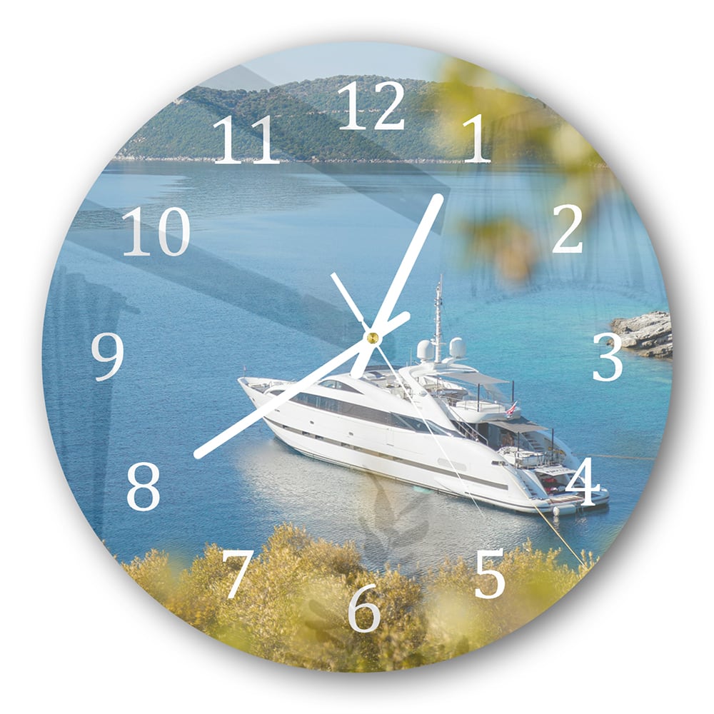 Wanduhr Rund - Jacht vor Anker