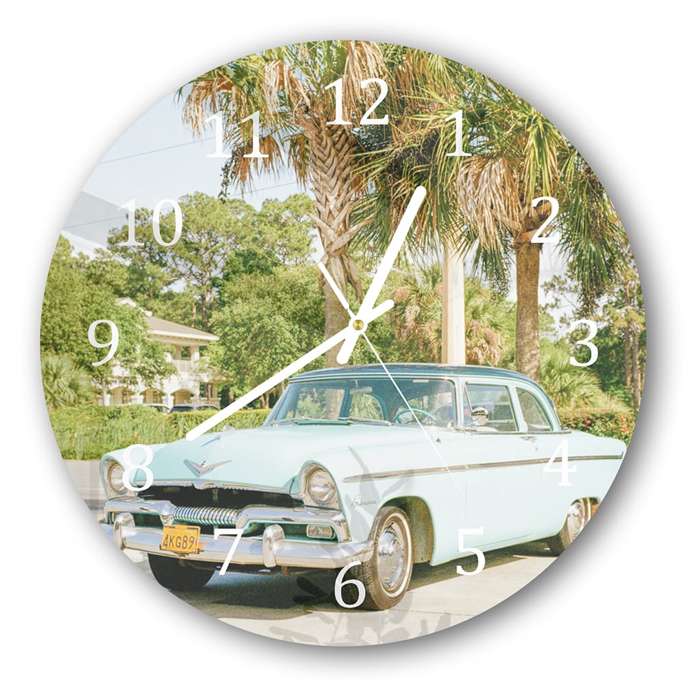 Wanduhr Rund - Hellblauer Chevrolet Bel Air