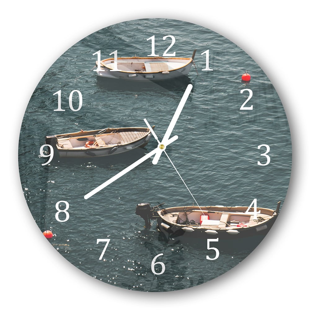 Wanduhr Rund - Boote im Wasser