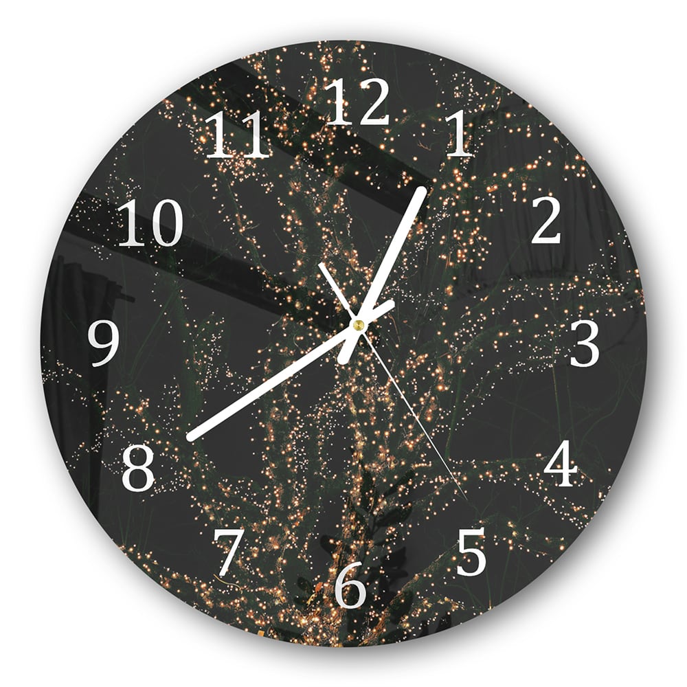 Wanduhr Rund - Goldene Lichter am Baum
