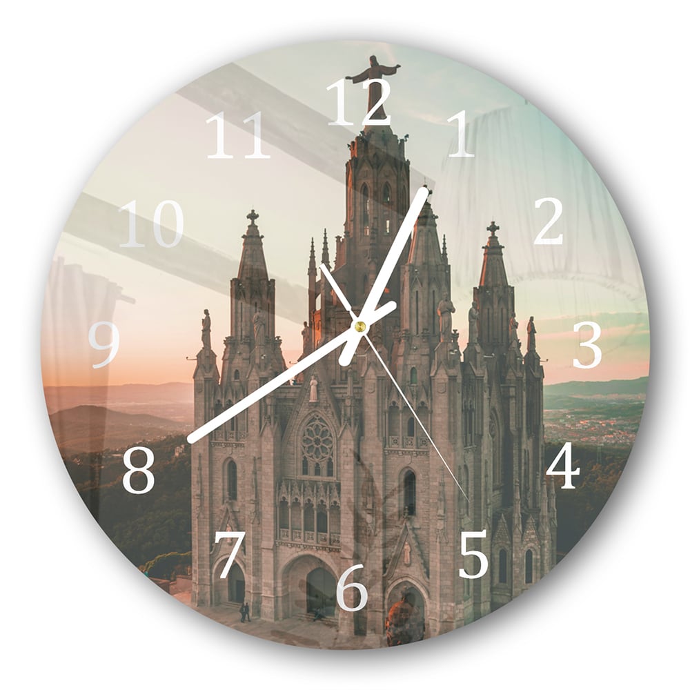 Wanduhr Rund - Tibidabo bei Sonnenuntergang