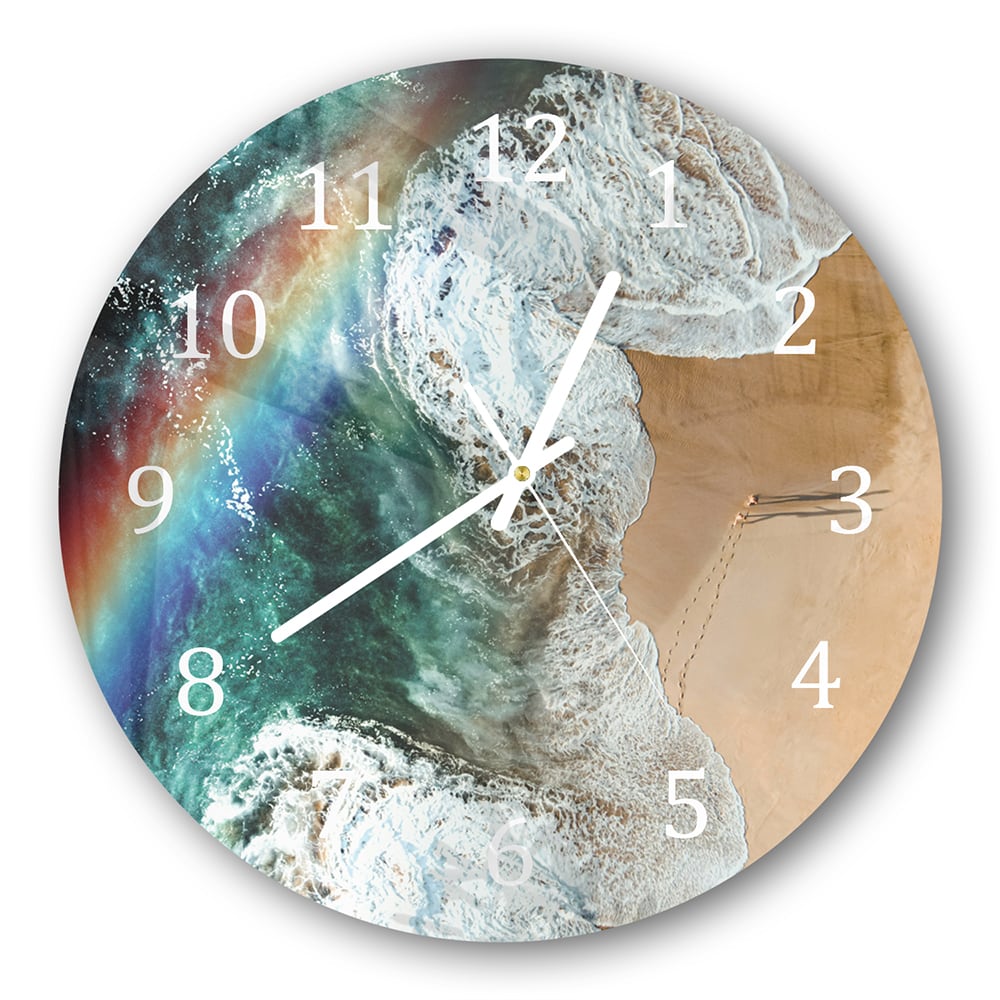 Wanduhr Rund - Regenbogen am Strand