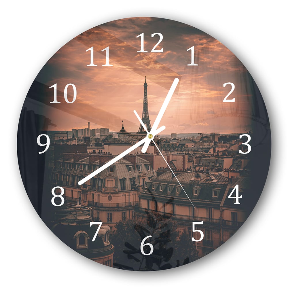 Wanduhr Rund - Paris in der Dämmerung