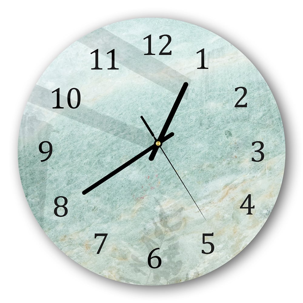 Wanduhr Rund - Hellgrüner Marmor