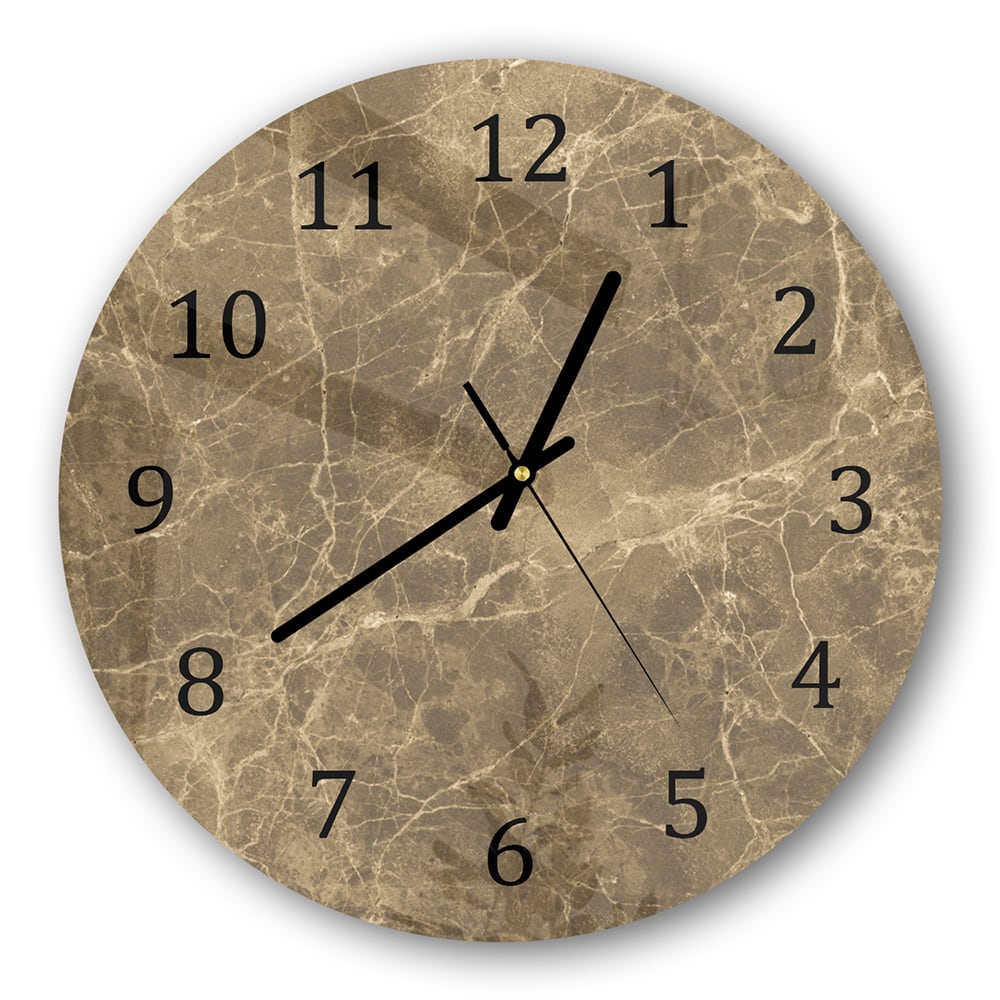 Wanduhr Rund - Hellbrauner Marmor