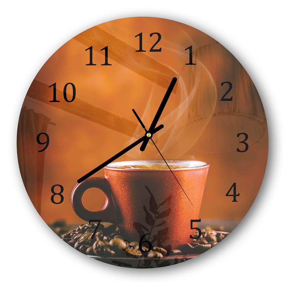 Wanduhr Rund - Kaffee-Aroma