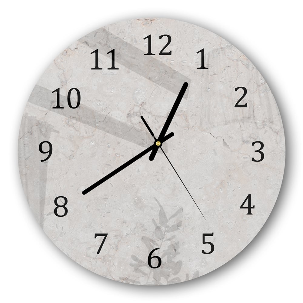 Wanduhr Rund - Klassischer beiger Marmor