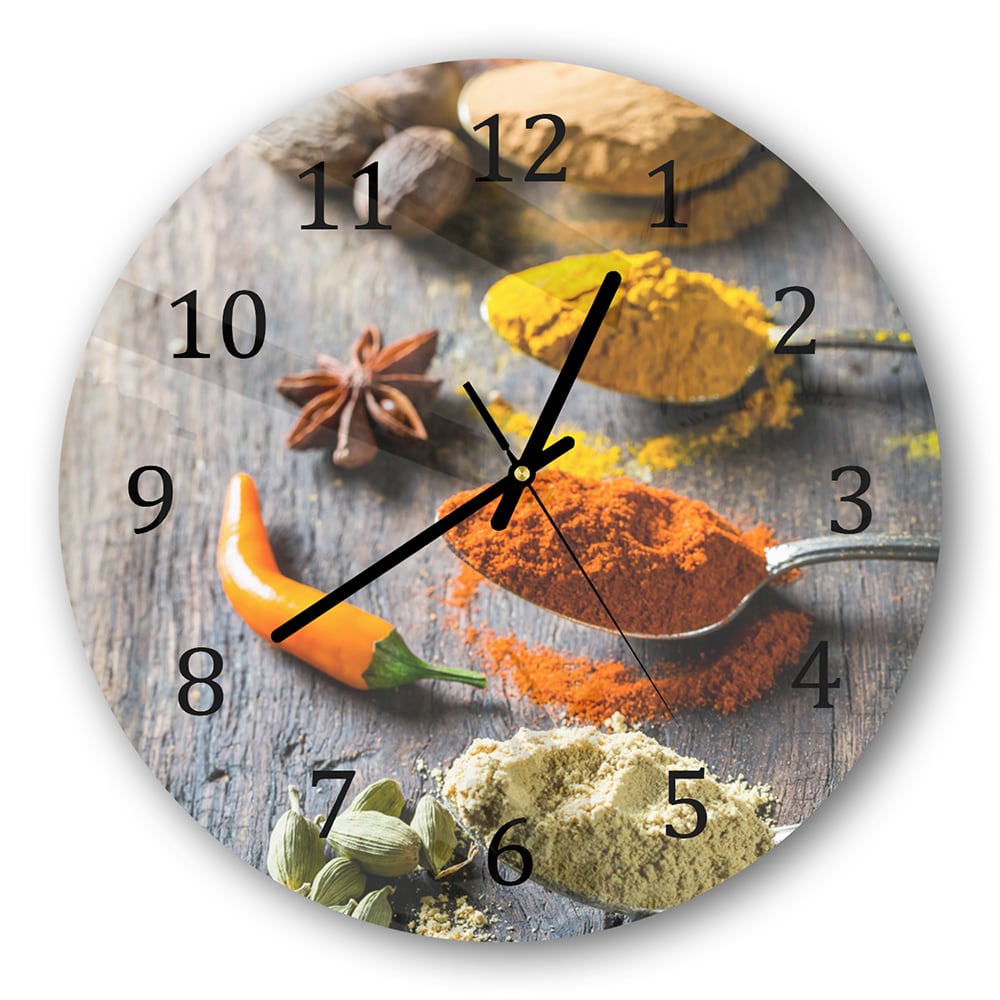 Wanduhr Rund - Löffel mit Gewürzen
