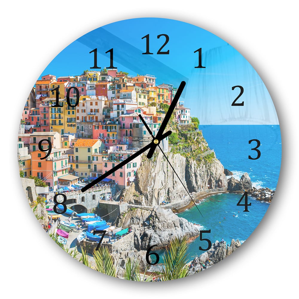 Wanduhr Rund - Bunte Cinque Terre an der Küste