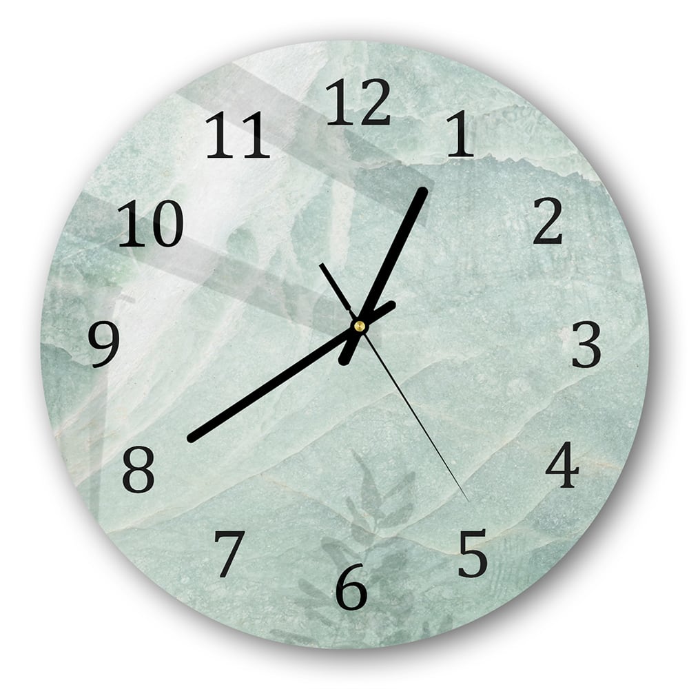 Wanduhr Rund - Hellblauer Marmor