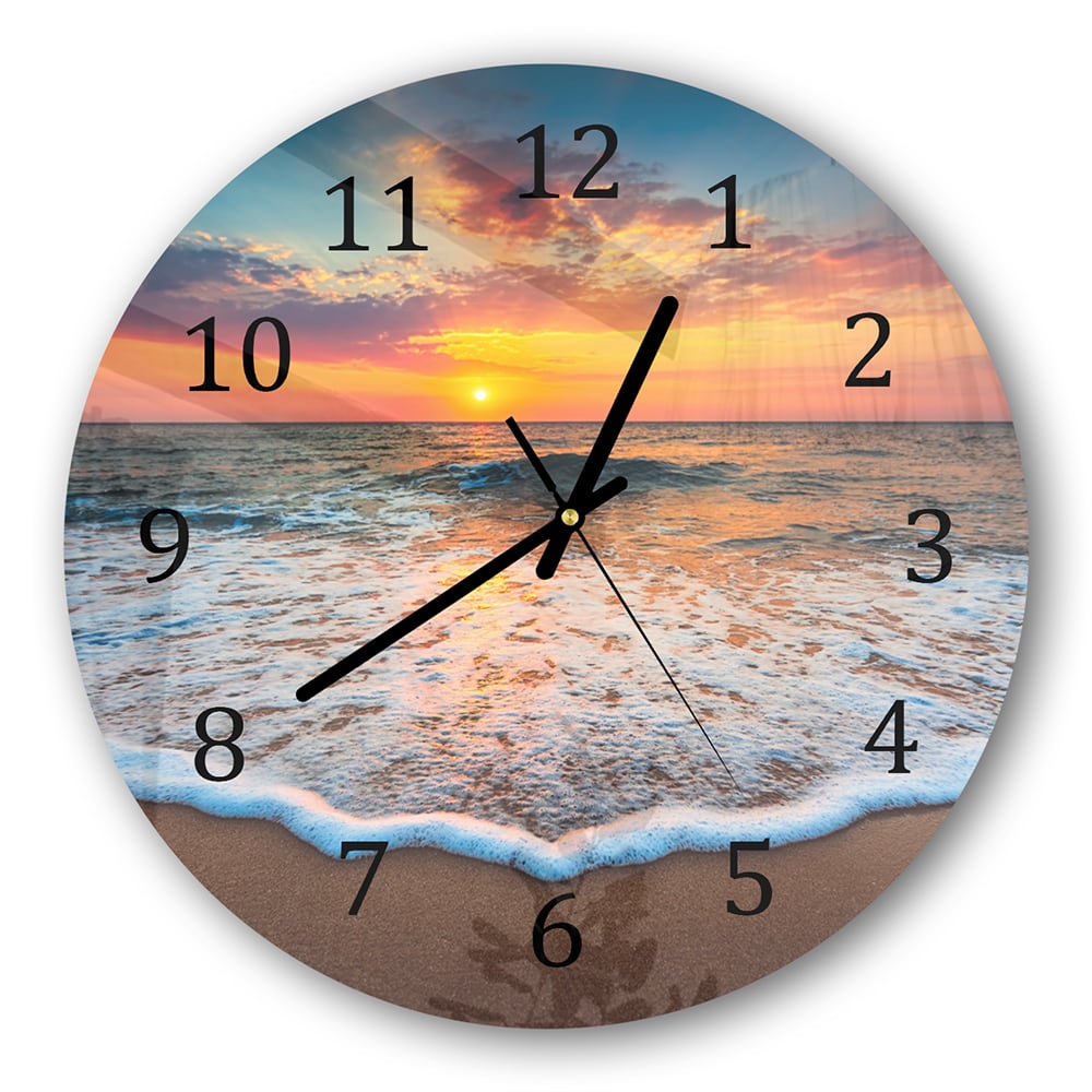 Wanduhr Rund - Sonnenaufgang am Meer