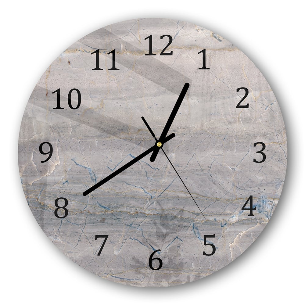 Wanduhr Rund - Grauer Marmor