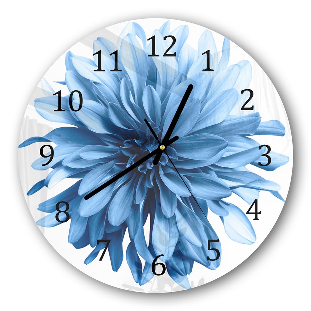Wanduhr Rund - Hellblaue Dahlie