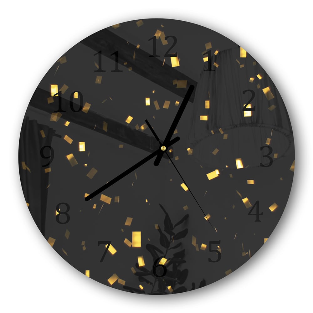 Wanduhr Rund - Goldenes Konfetti