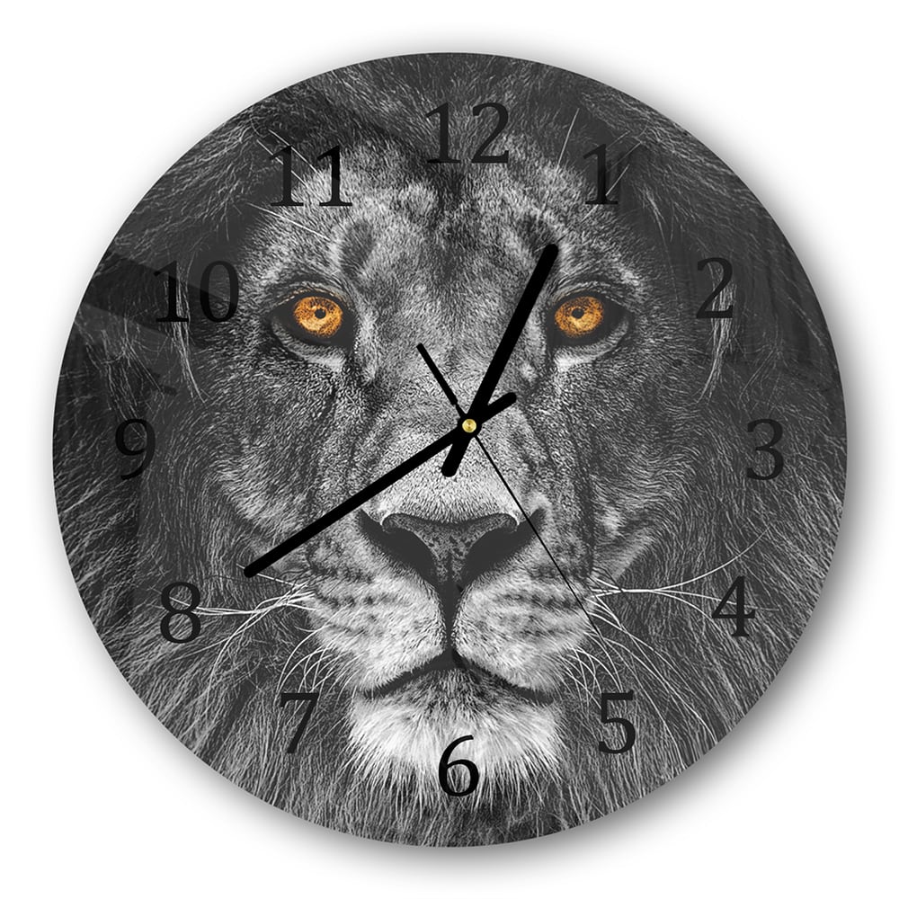 Wanduhr Rund - Löwenporträt im Dunkeln