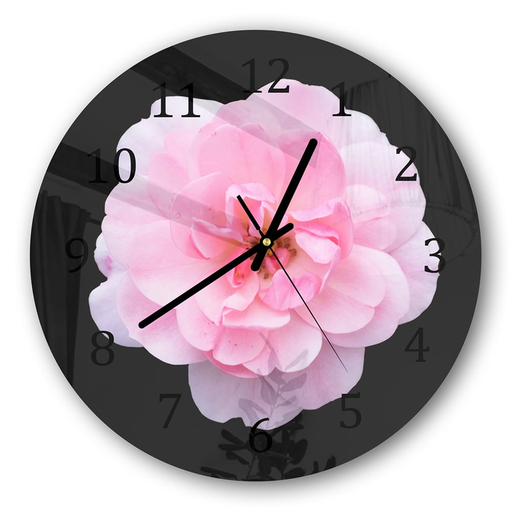 Wanduhr Rund - Hellrosa Floribunda