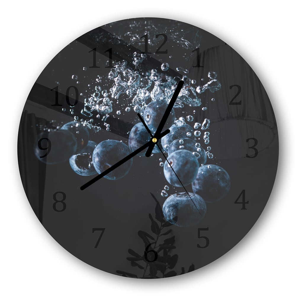 Wanduhr Rund - Heidelbeeren im Wasser