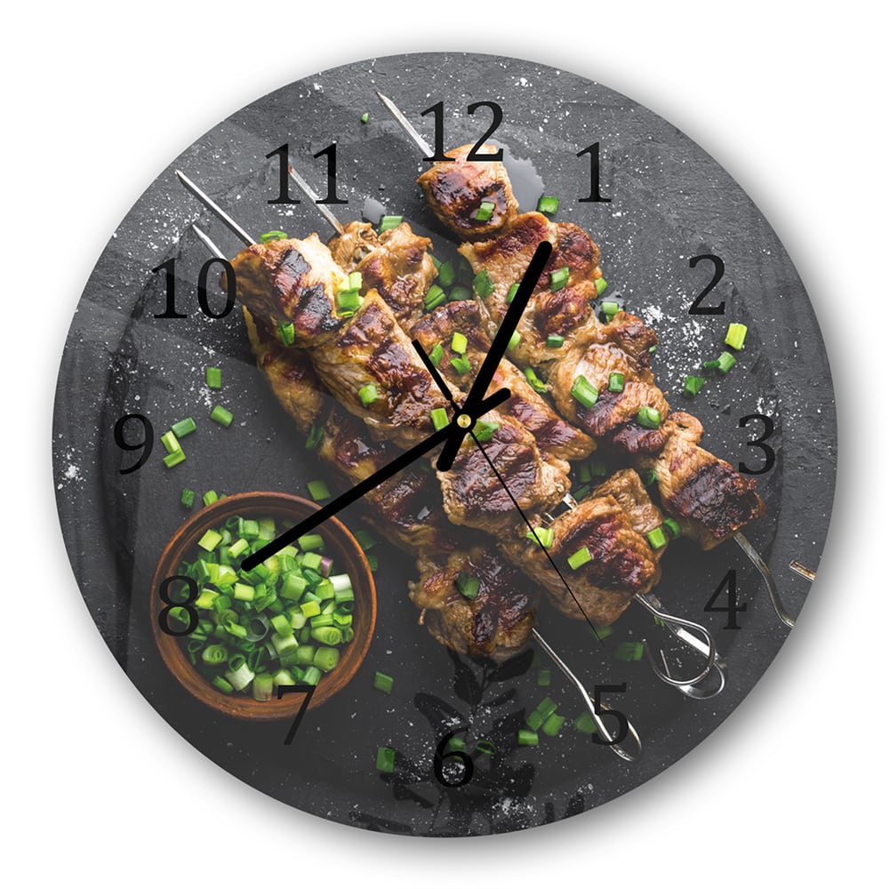 Wanduhr Rund - Kebab auf Spießen
