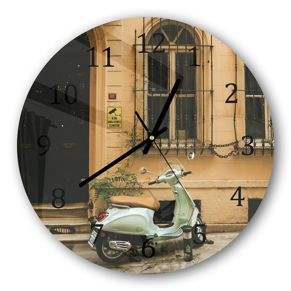 Wanduhr Rund - Grüne Vespa