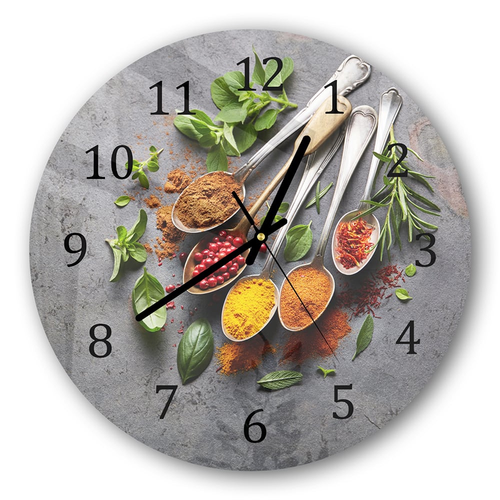 Wanduhr Rund - Gewürze auf Löffeln
